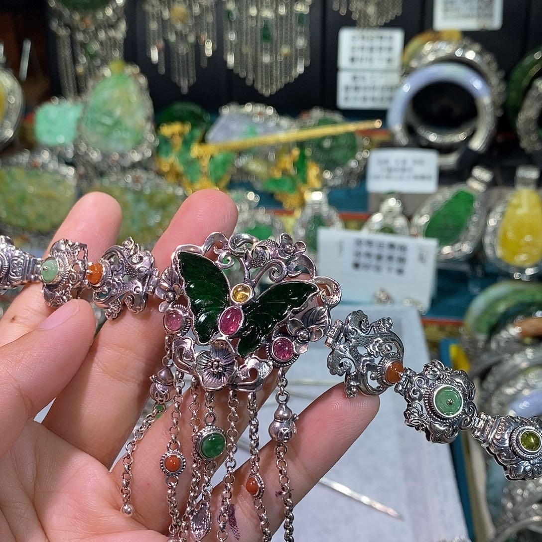 银S925镶嵌手链翡翠?**?