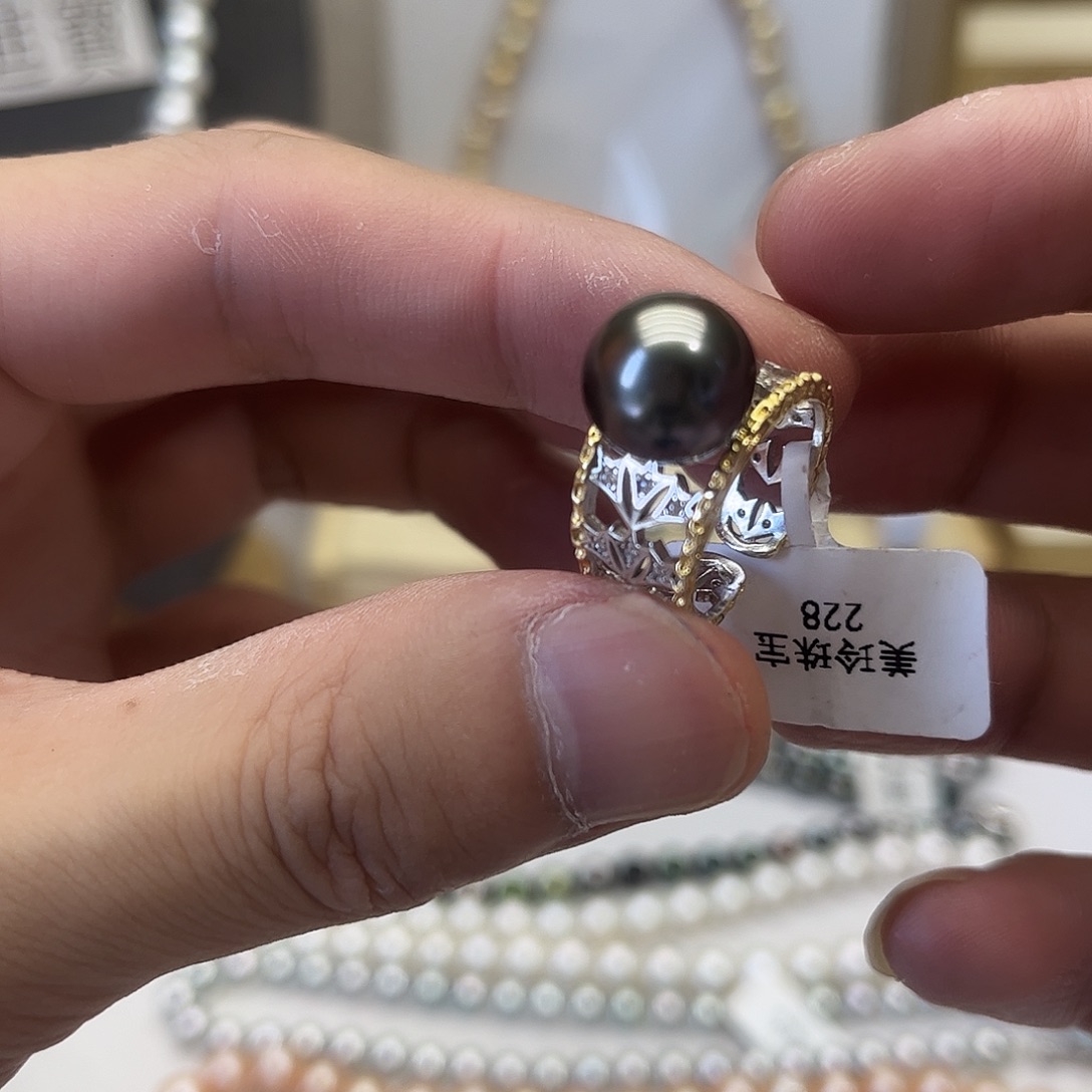 海水珍珠银S925镶嵌戒指