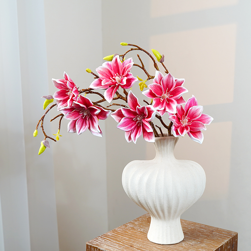 高档中式手感玉兰花假花摆设客厅餐桌花插花装饰花艺摆件