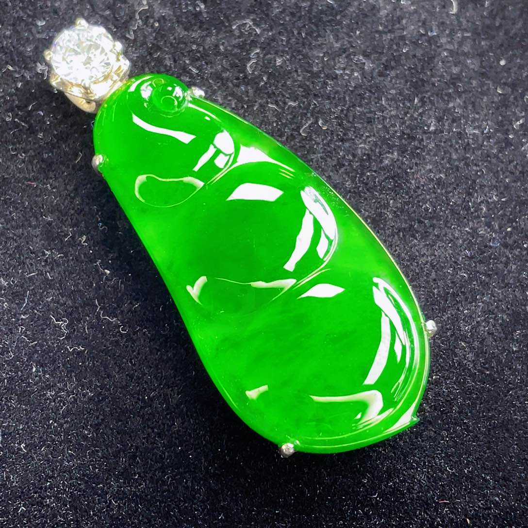 翡翠吊坠(不含链)银S925镶嵌