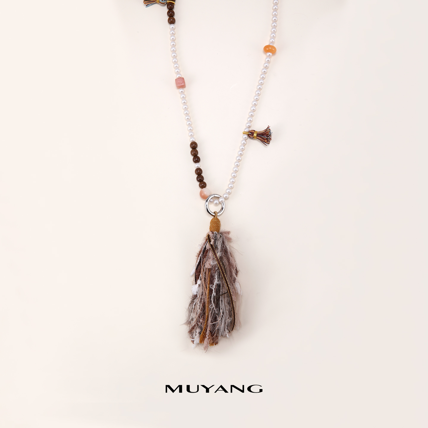 muyang/慕阳 铜合金琉璃项链 时尚潮流百搭羽菩项链饰品女长款