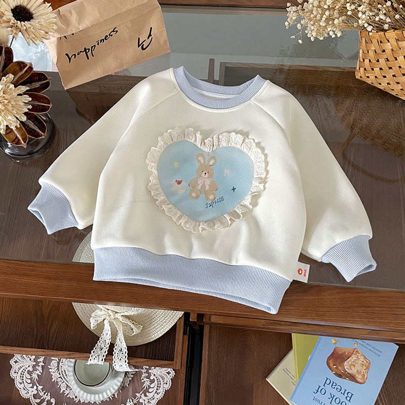 【现货】QY259665秋冬新款儿童卫衣女童休闲卡通加绒保暖上衣女宝