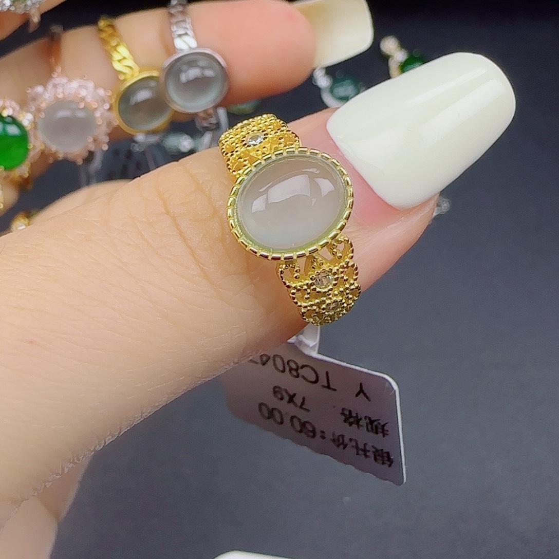 翡翠戒指银S925镶嵌1111111