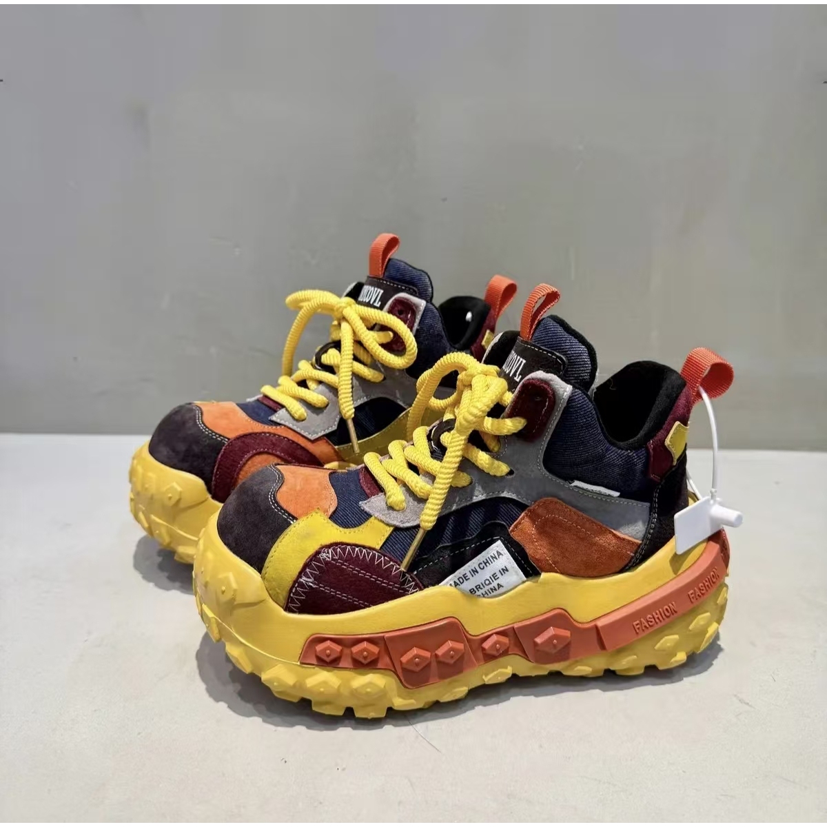 【uu】【加绒/单里】2025新款高帮老爹鞋真皮拼色原创小众设计款女鞋