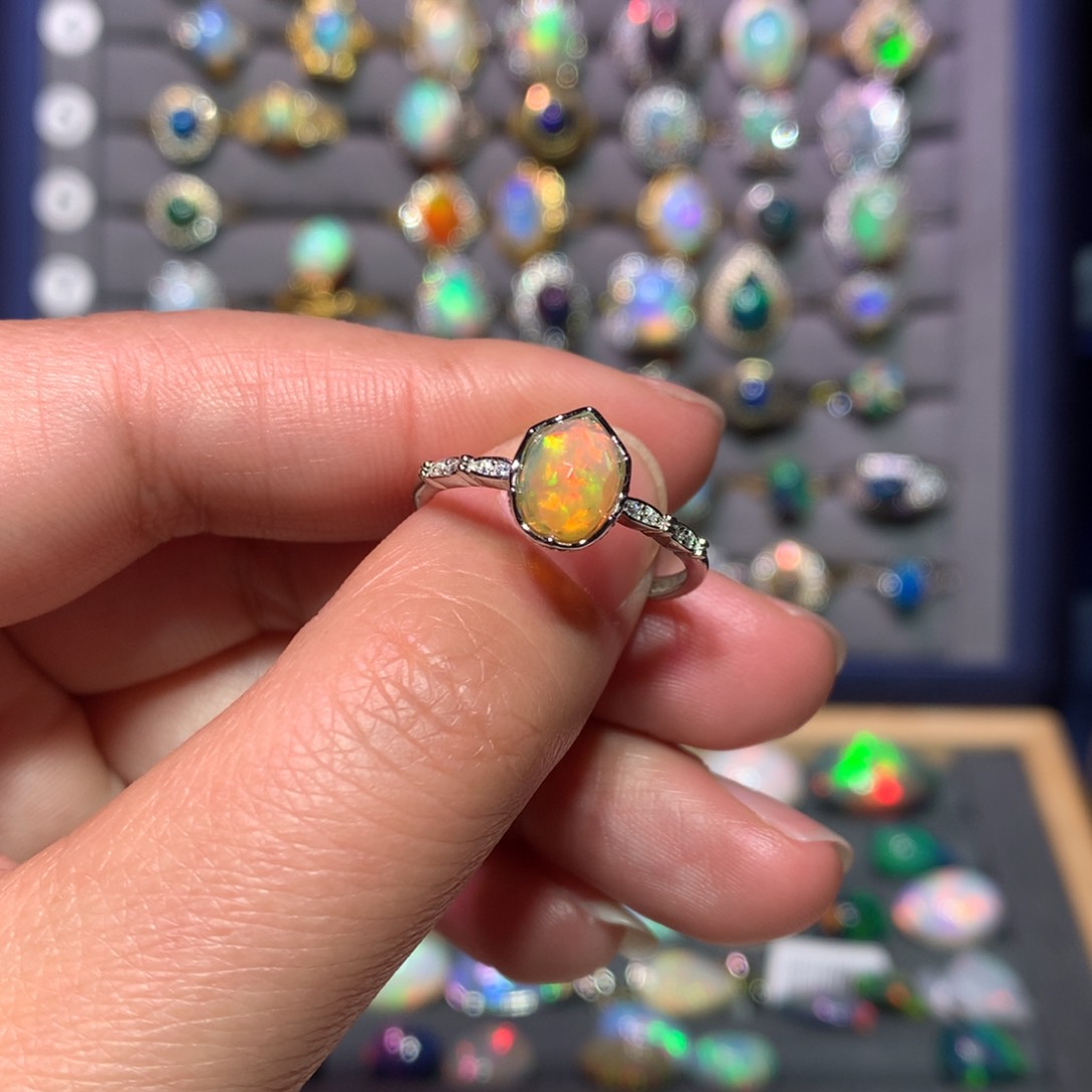 欧泊戒指款式银S925镶嵌