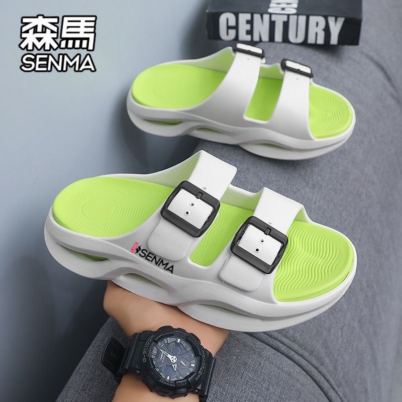 SENMA/森马运动夏季防滑一字拖拖鞋加厚外穿沙滩厚底潮流耐磨