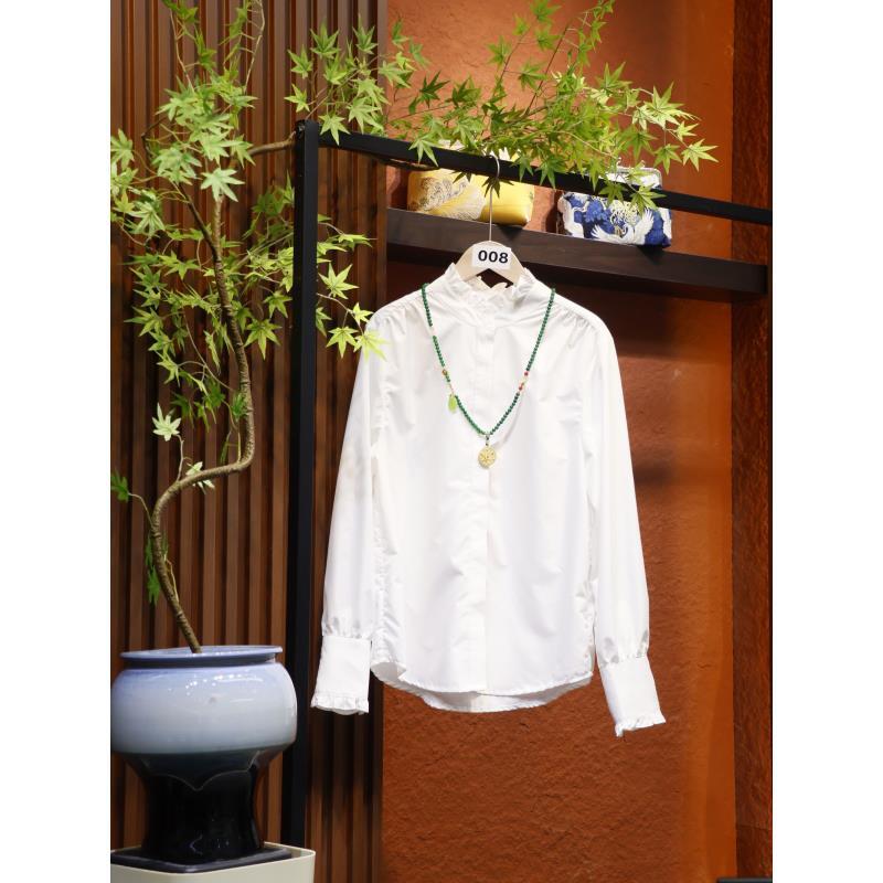 【洋溢青春】知韵 · 新中式荷叶领常规款长袖荷叶边秋季衬衫休闲