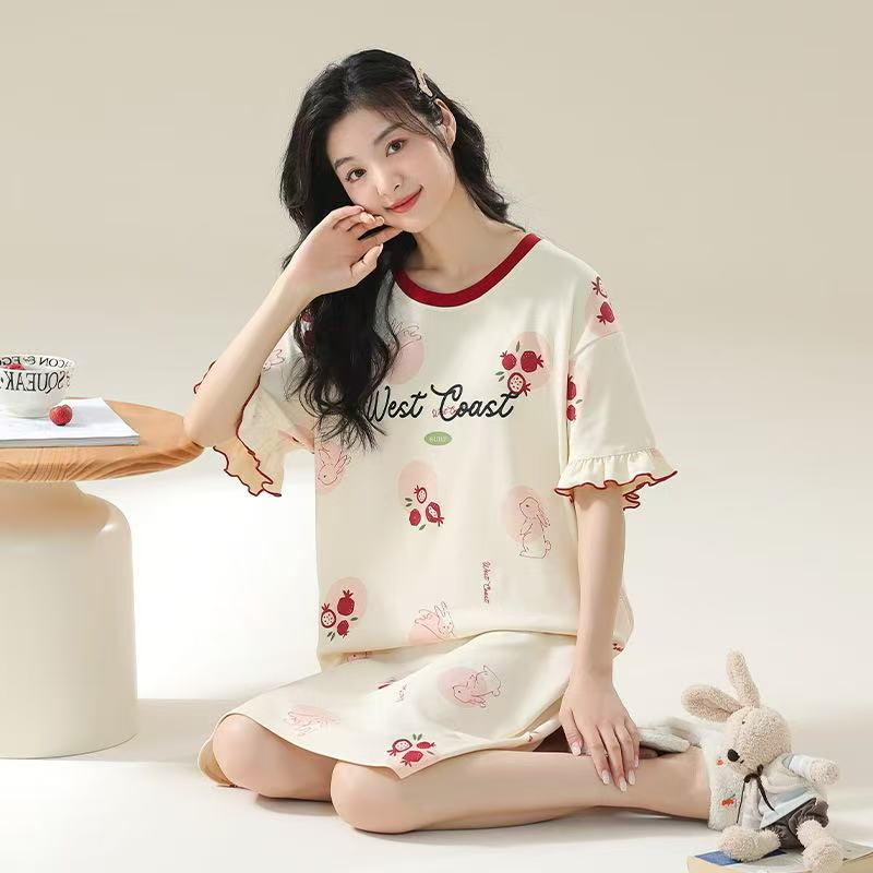 女生卡通睡裙时尚休闲夏季薄款宽松韩版甜美