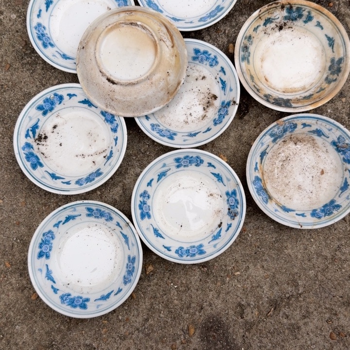 醴陵老瓷器兰海棠味碟10个微瑕包邮