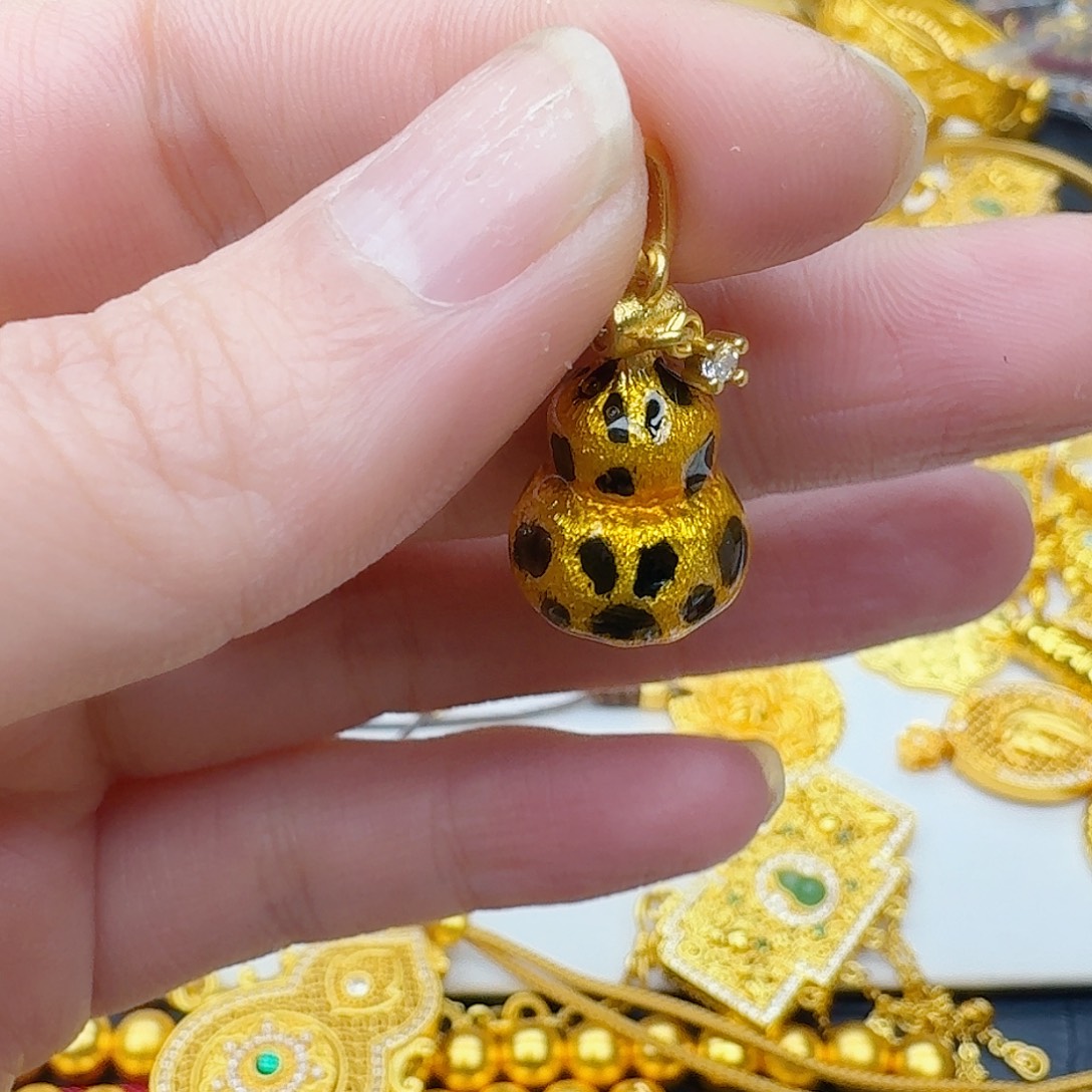 合金豹纹葫芦吊坠