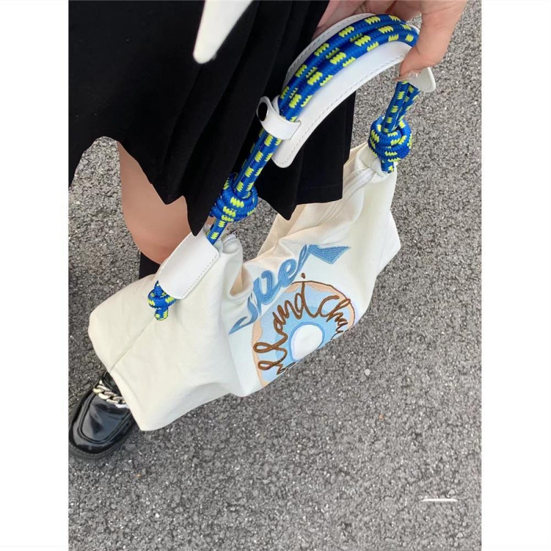 百搭日本小众潮牌质感帆布大容量托特包时尚刺绣单肩腋下包