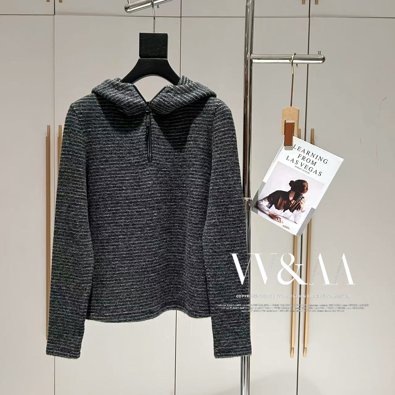 VV&AA 连帽磨毛加厚保暖卫衣秋冬款半拉链双面毛绒上衣 R629