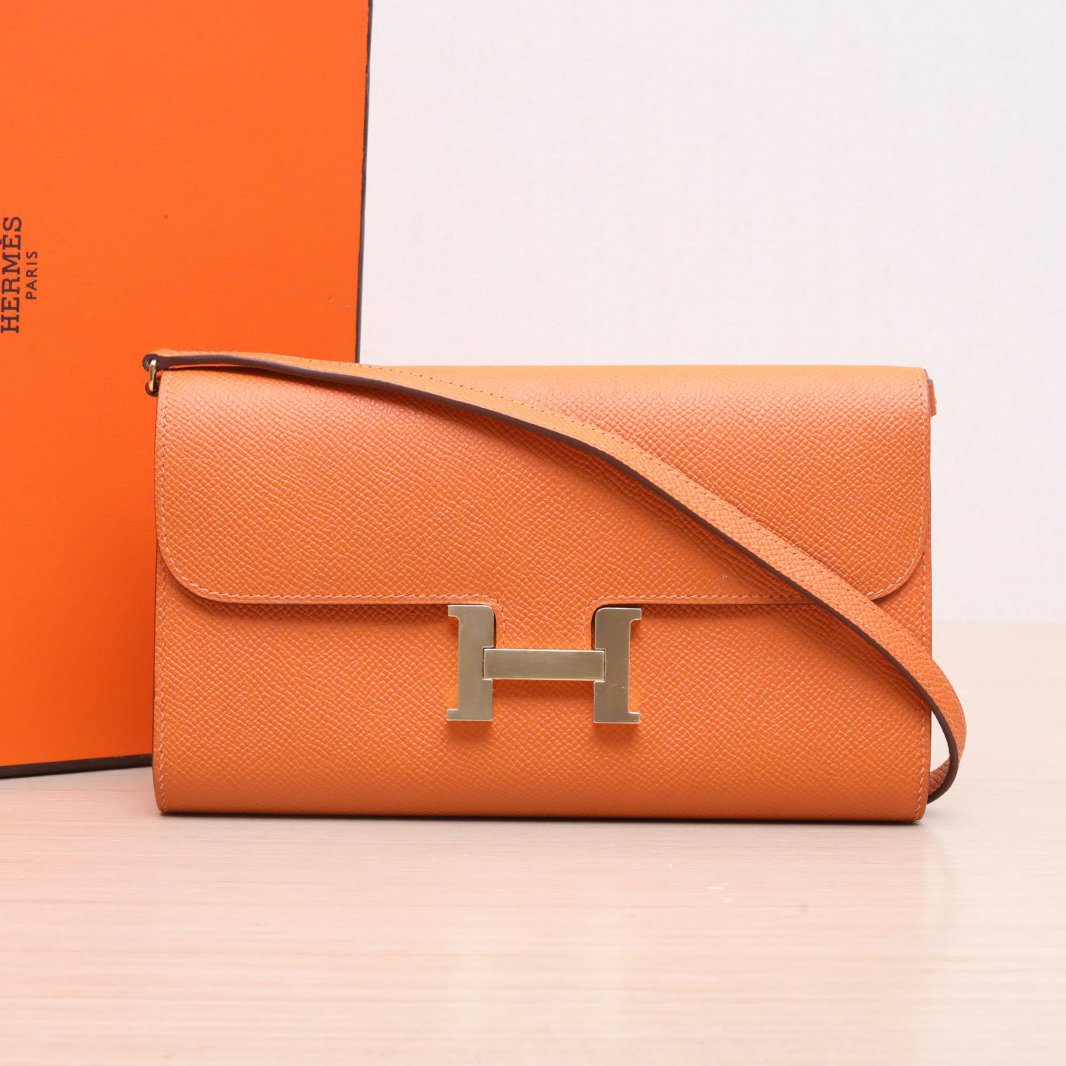 95新 Hermes/爱马仕 小花Jerry 227351 康康 TOGO 爱马仕橙 B刻包