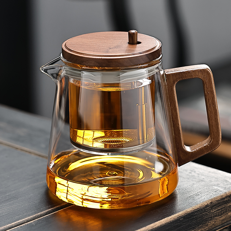 系艺生活办公室玻璃飘逸杯一键茶水分离家用耐高温泡茶壶高端茶具商品图