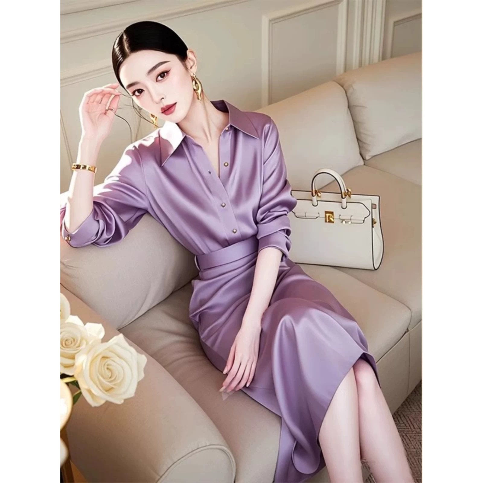 春季新款时尚高端轻奢精致女人味小众典雅大方衬衣半身裙两件套女