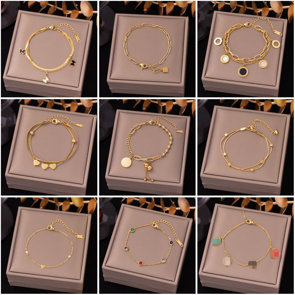 新款时尚通勤钛钢手链女轻奢手饰韩式不掉色情侣手环春季女式