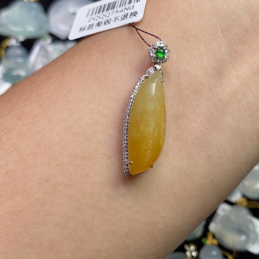 翡翠18K金镶嵌颈饰随行