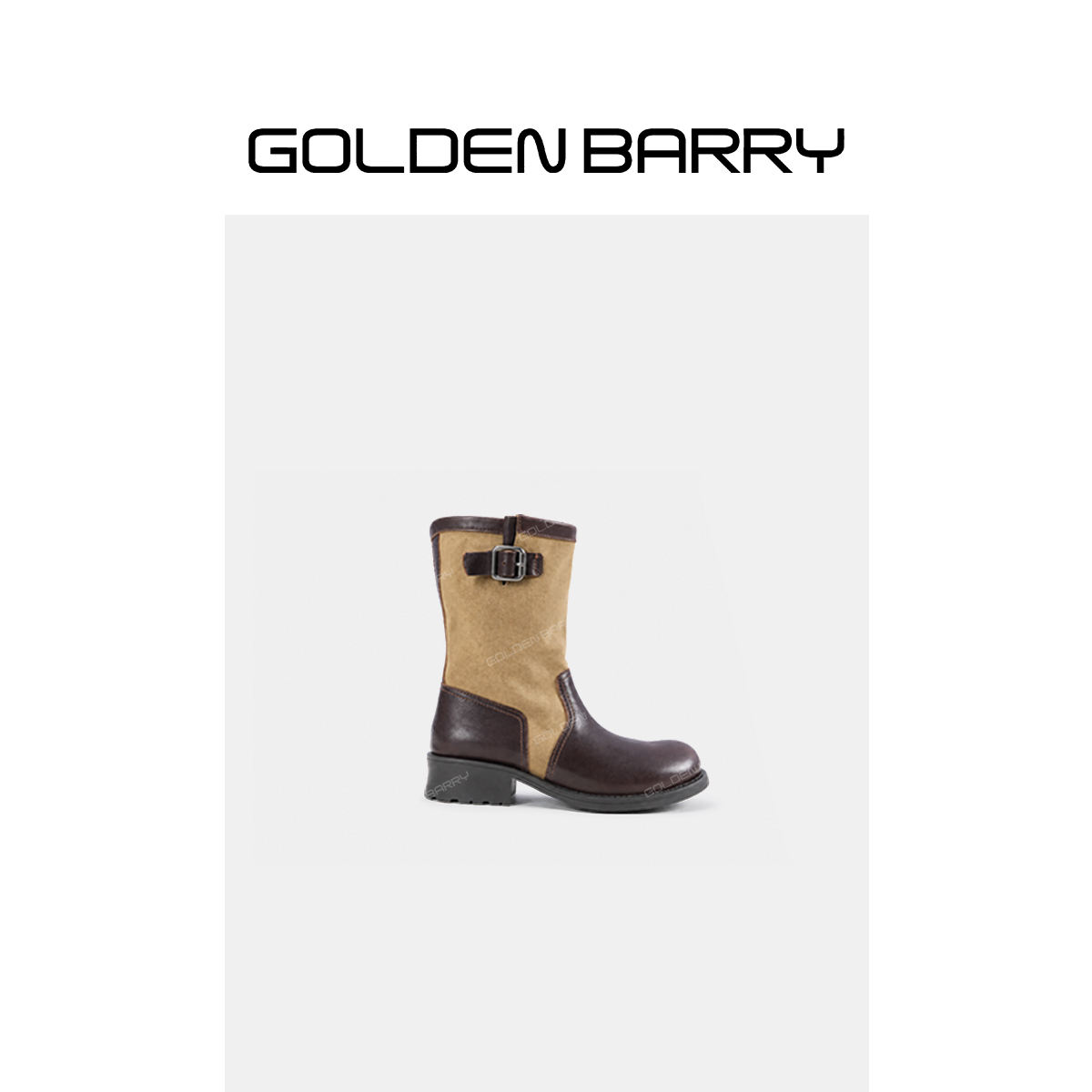 GOLDENBARRY英伦风拼接骑士靴646098商品图