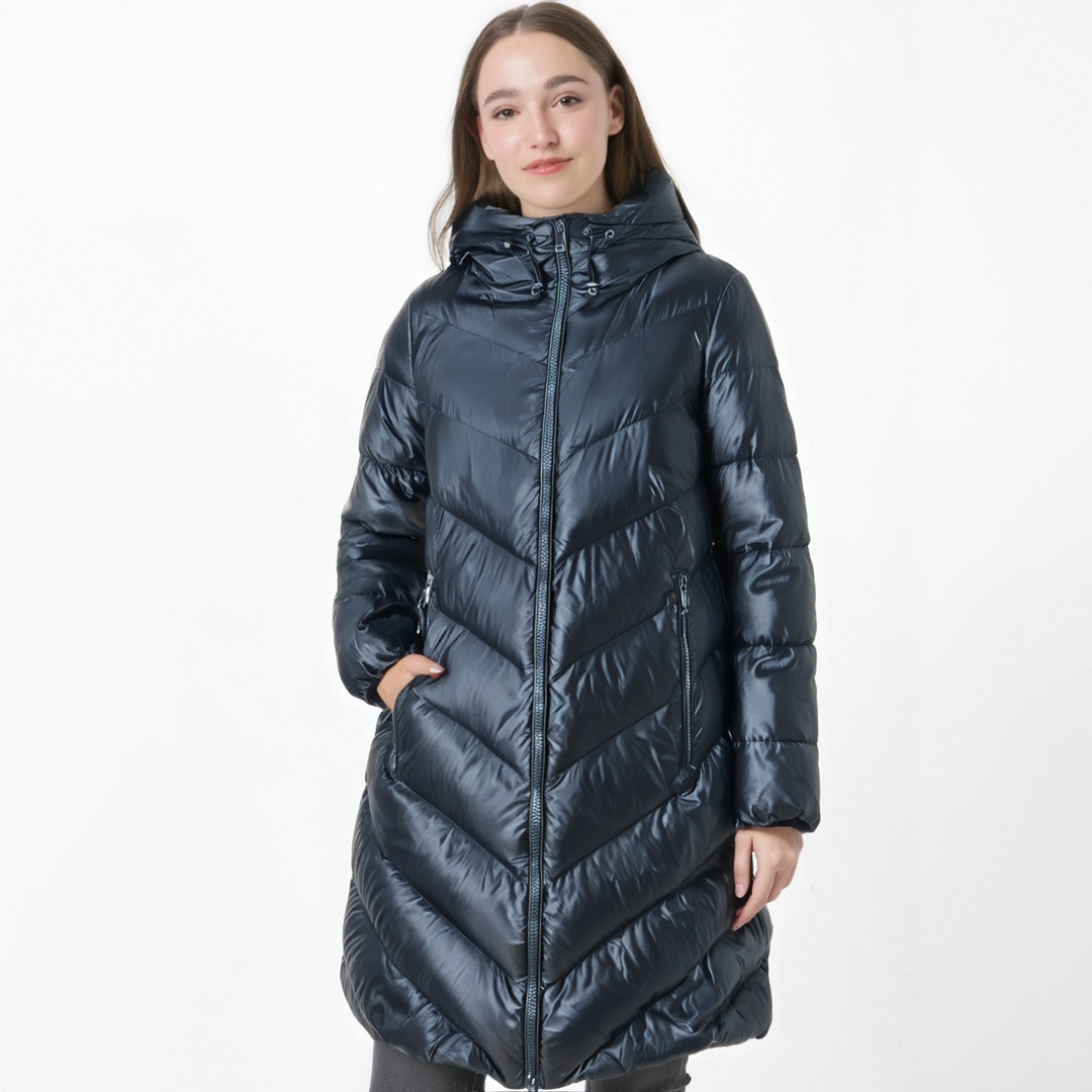 女士休闲商务通勤保暖连帽羽绒服7003女款