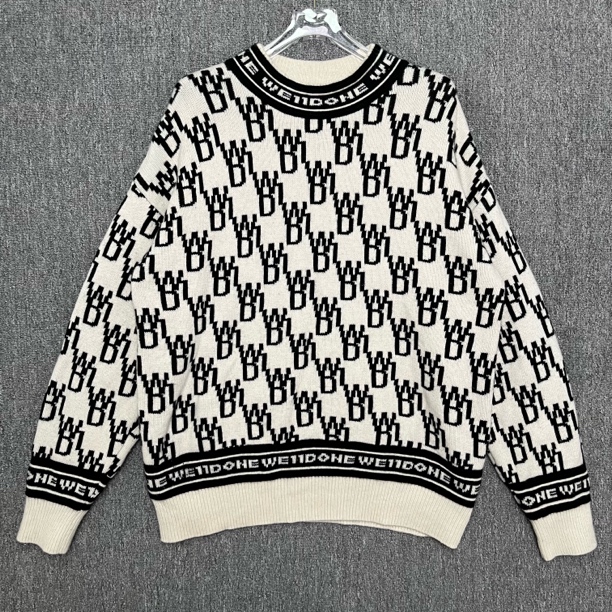 99新 WE11 DONE 徽标提花满印羊毛毛衣/L码/99新/13625