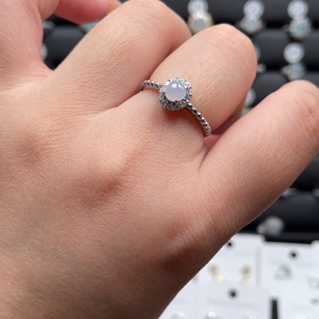 翡翠戒指银S925镶嵌戒指