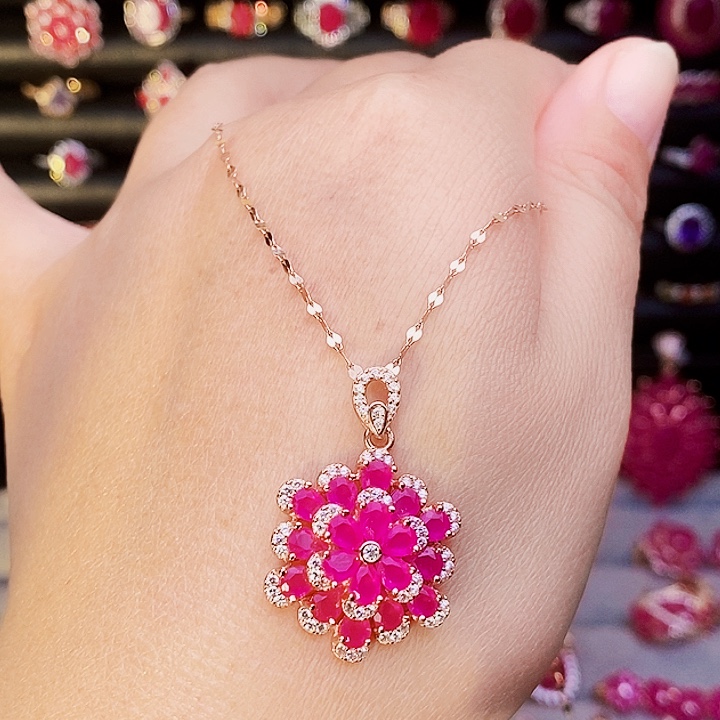 颈饰红宝石银S925镶嵌