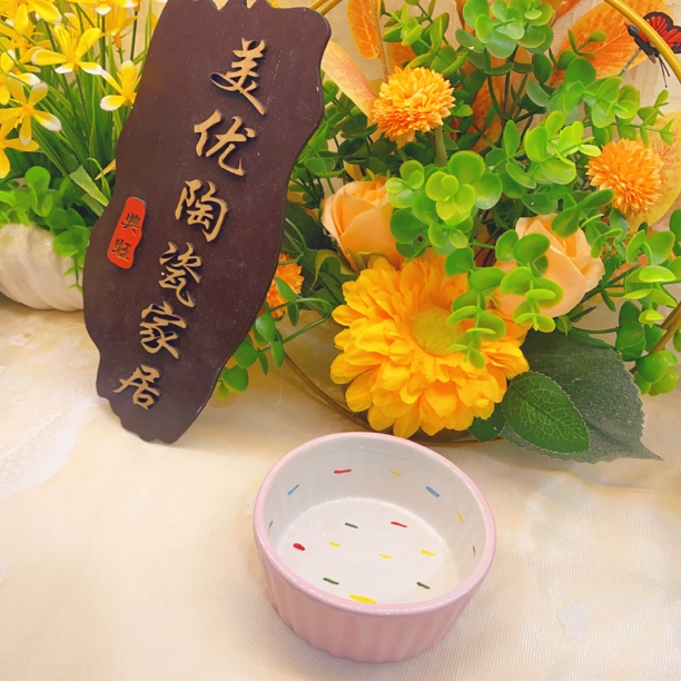 创意陶瓷摆件蛋糕小碗宠物食碗仓鼠小食盆防咬小碗防溅侏儒粮食碗