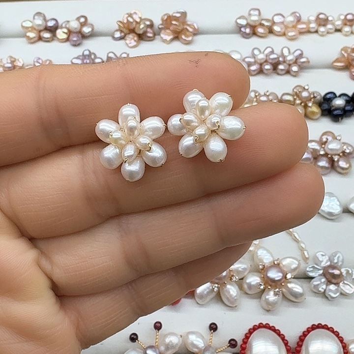 淡水珍珠耳饰银S925镶嵌