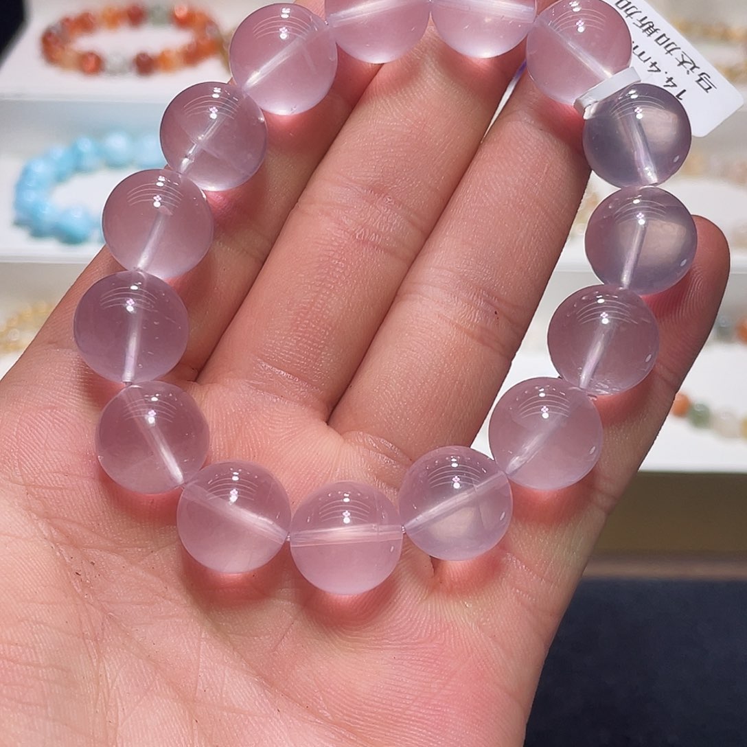 水晶手链未镶嵌马达加斯加粉晶14.4