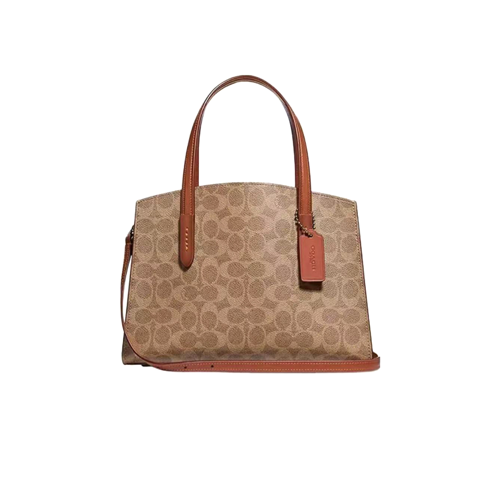 95新 COACH/蔻驰 蔻驰焦糖色老花查理包/D1433/28X18X11