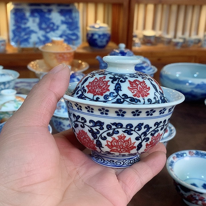 錡镇堂手工手绘盖碗