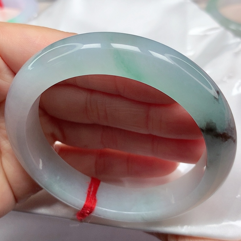 【闪购商品】翡翠手镯未镶嵌冰胶飘花手镯5556圈36号