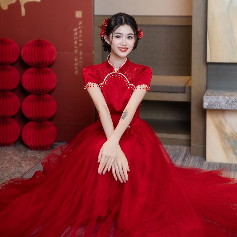 敬酒服晚礼服2025新款新娘结婚订婚回门礼服红色高级感显瘦春秋女