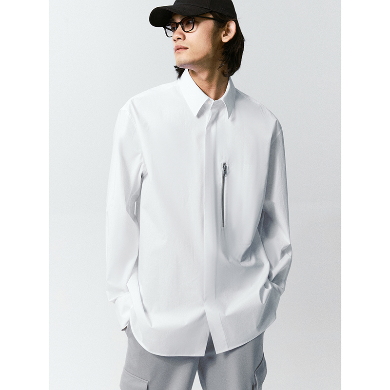 UNICA HOMME/都市机能休闲风金属拉链侧口袋宽松衬衫
