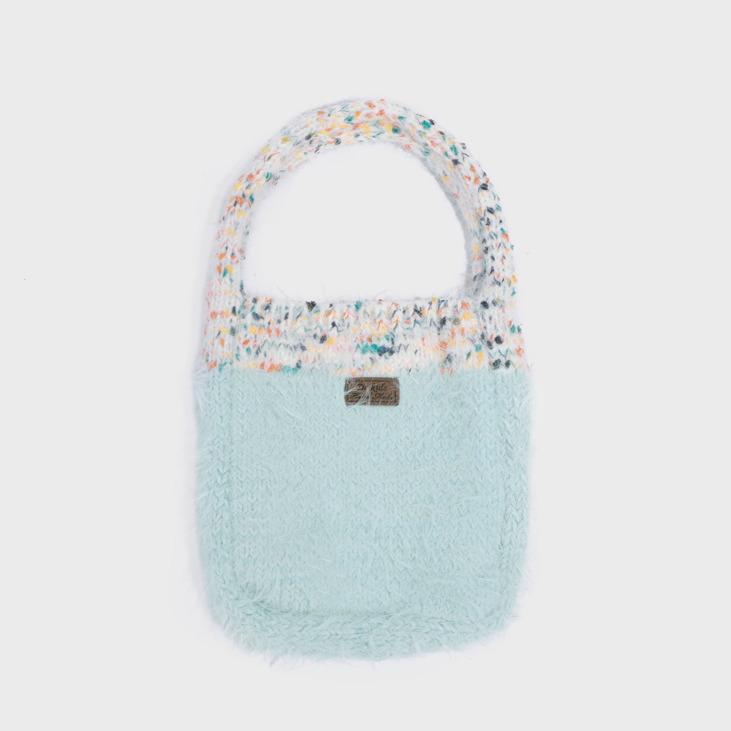 针织敞口水桶形撞色无肩带手提包手拎包休闲