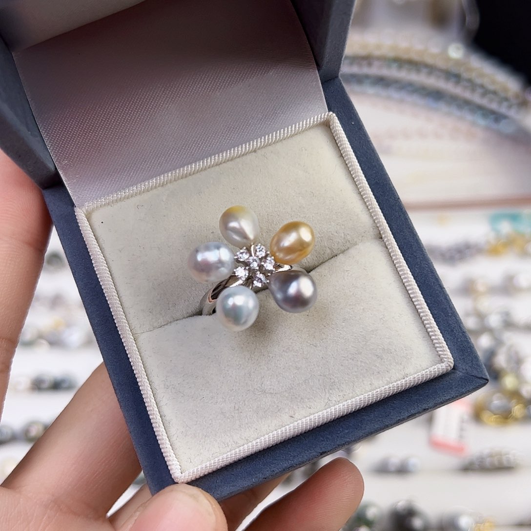 海水珍珠戒指银S925镶嵌