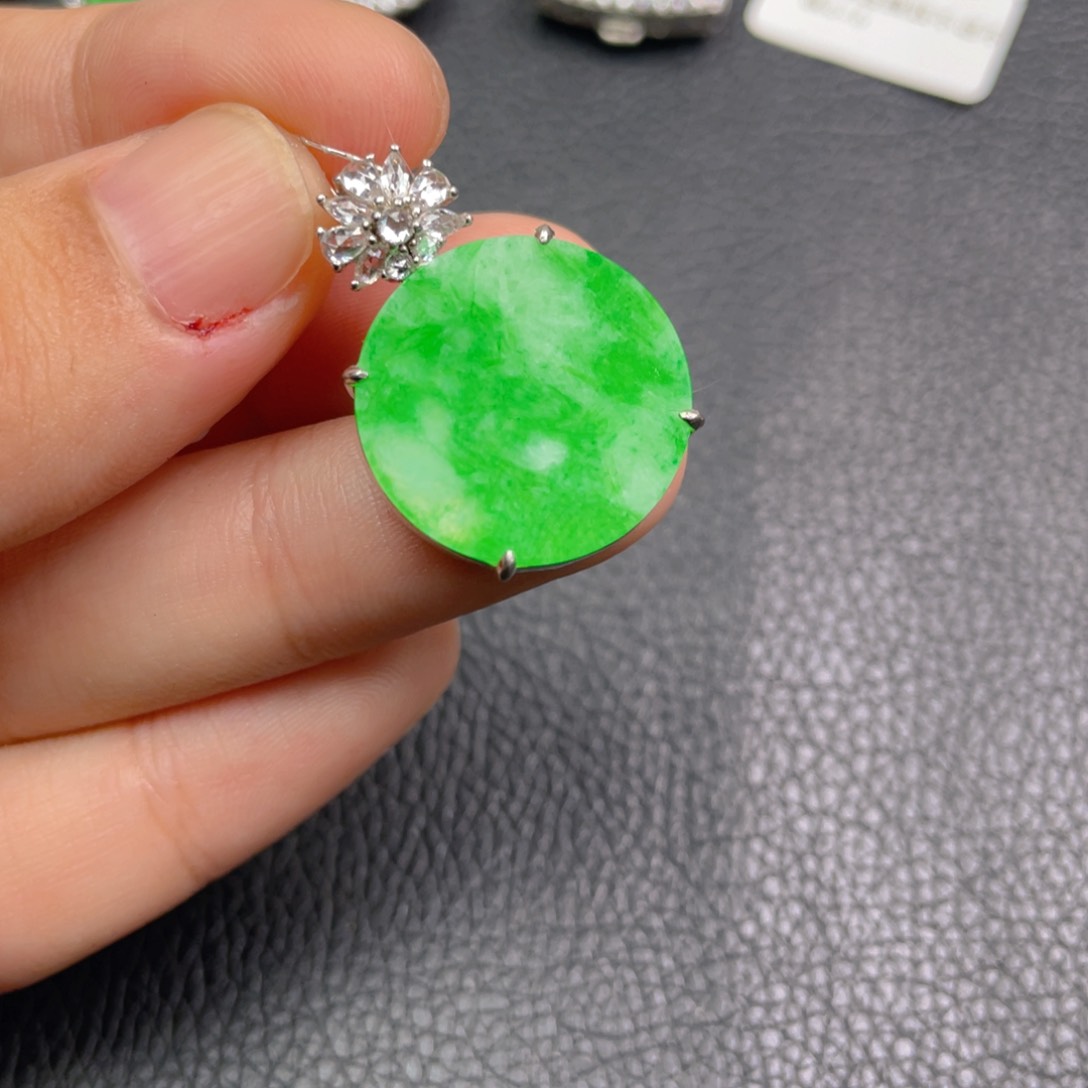 翡翠银S925镶嵌吊坠(不含链)