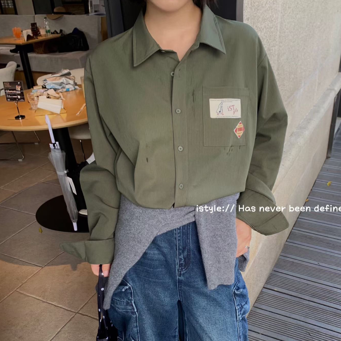 早秋新款 韩版通勤宽松休闲复古竖条纹长袖衬衫女时尚百搭