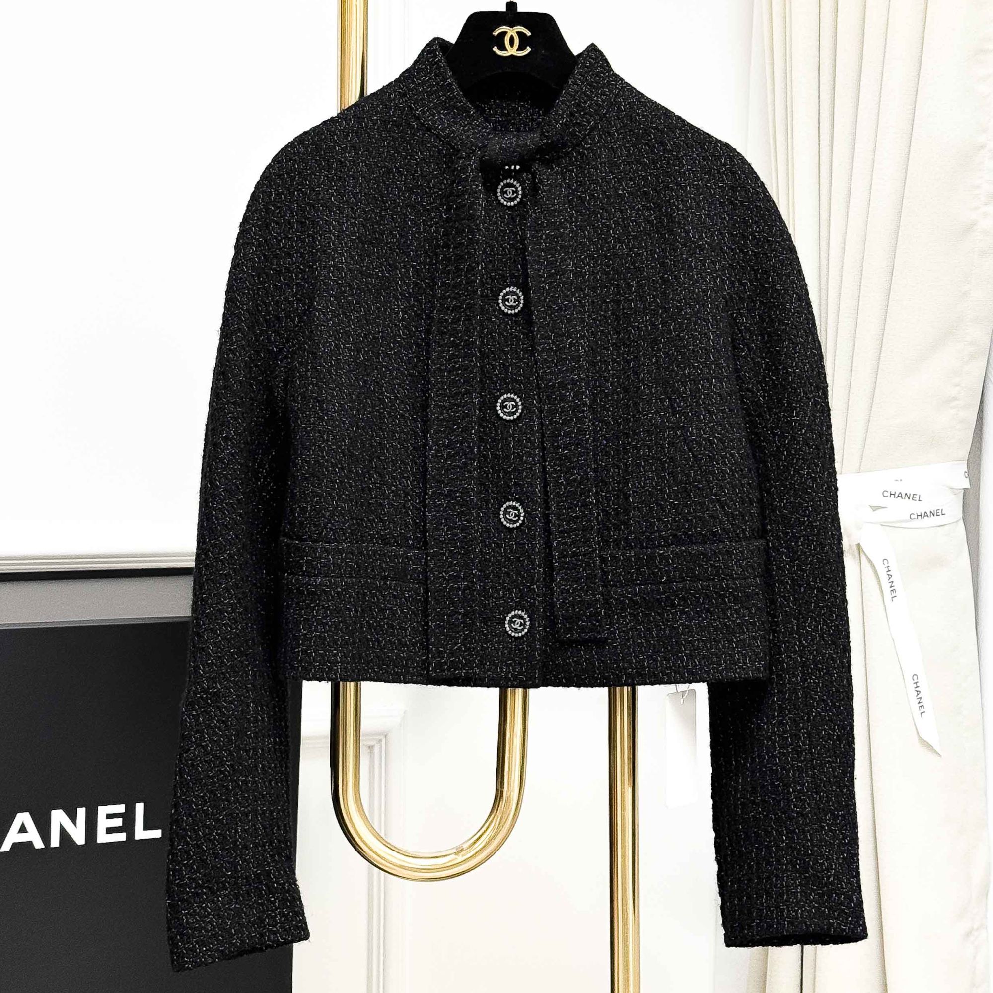99新 Chanel/香奈儿  36码 黑色 系带 长袖 短款 编织 外套