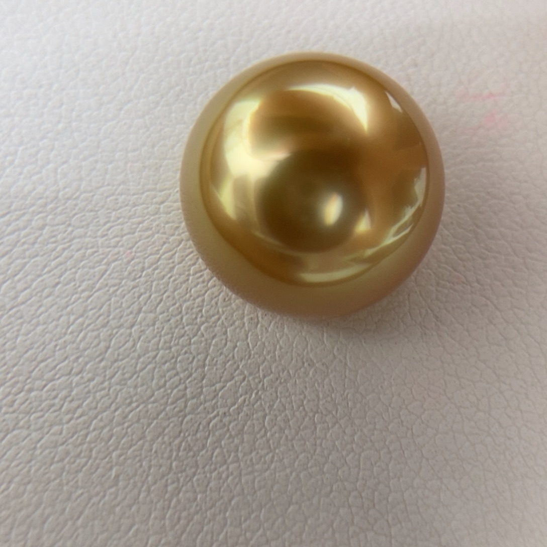 未镶嵌吊坠海水珍珠14.2mm正圆深浓茶金小极光