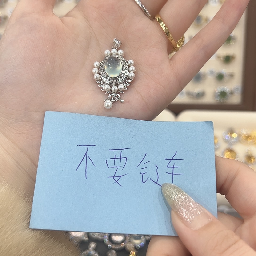 蛇纹石玉戒指项链吊坠银S925镶嵌✨**丸