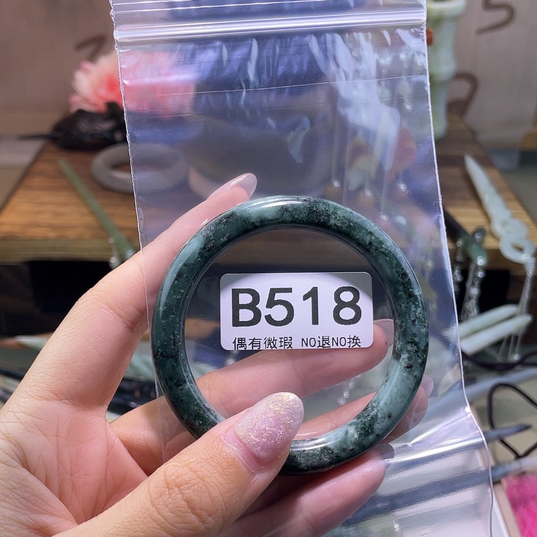 蛇纹石玉发饰银S925镀金镶嵌?****