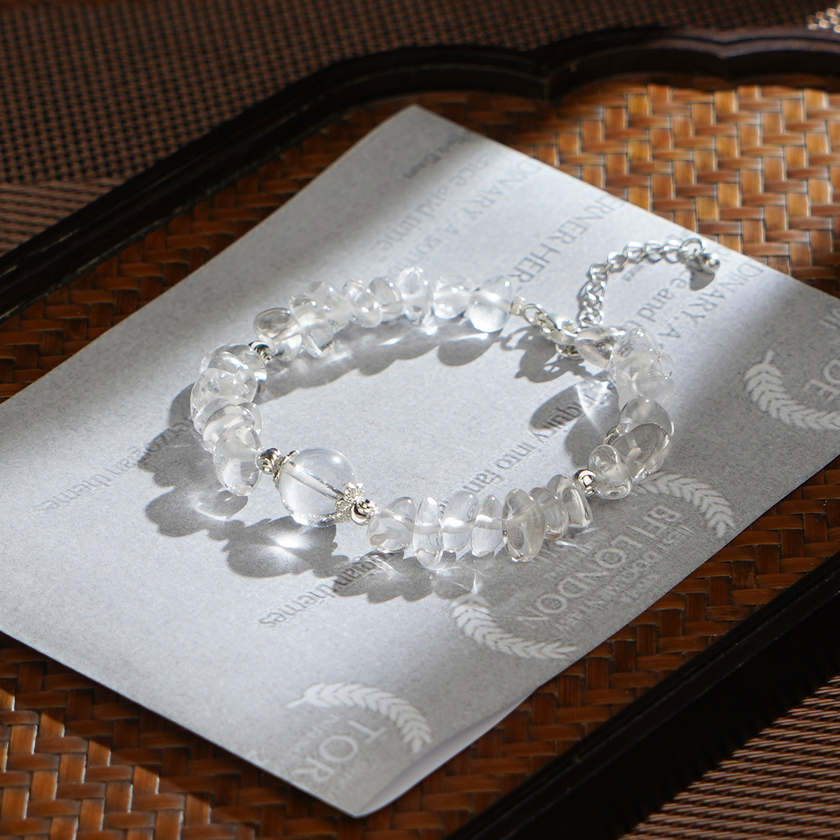 【银色山泉】百搭自带清透天然双A级白水晶随形手链 多样性发其一