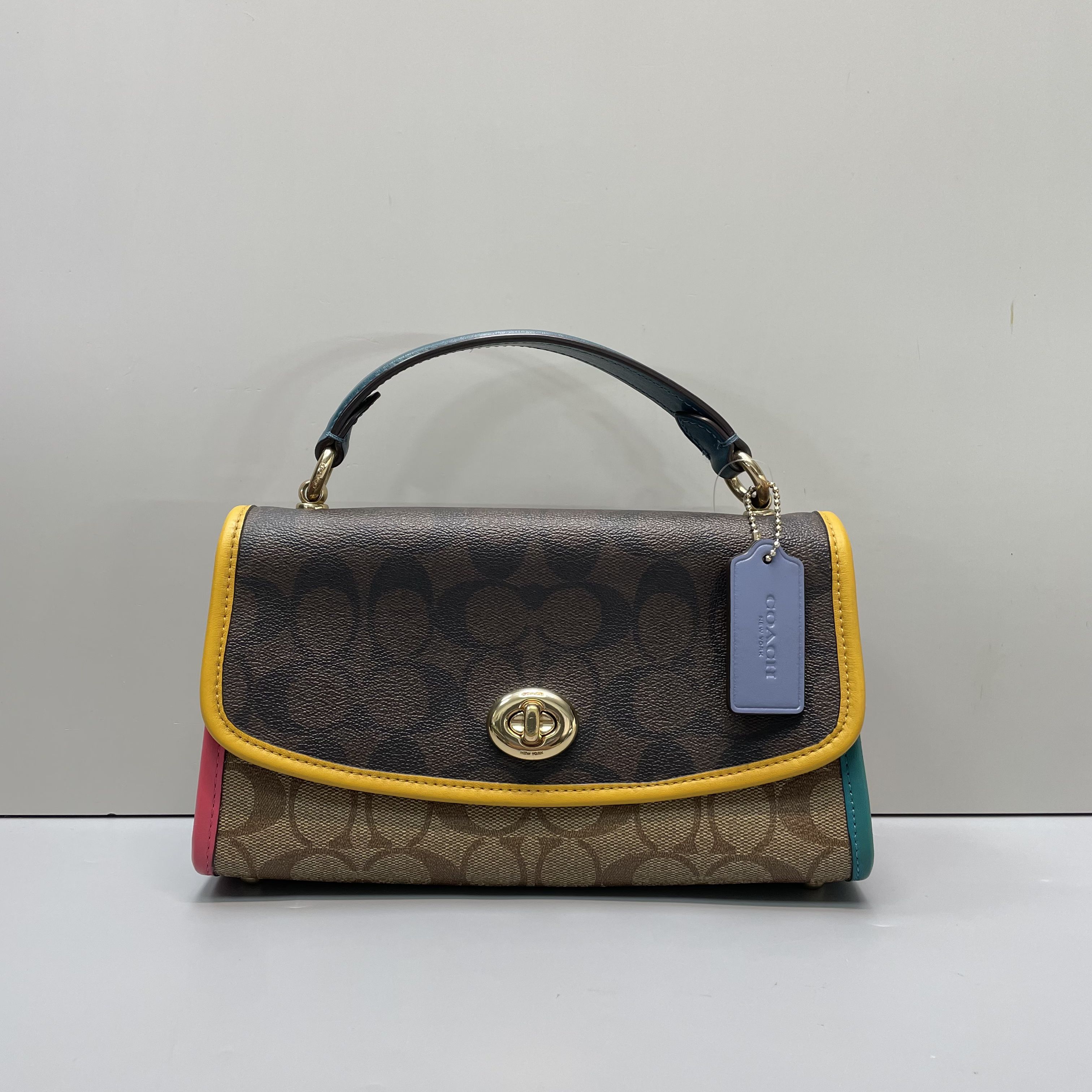 90新 COACH/蔻驰 小林/tilly老花拼色手提包23*13*12cmSB011008