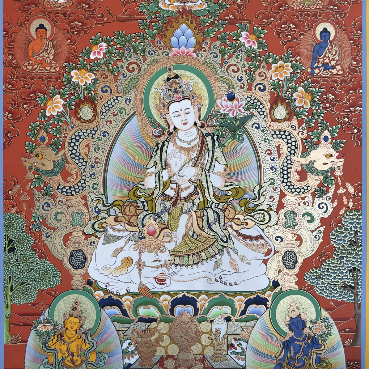 红唐 普贤菩萨 热贡唐卡尺寸100x70cm