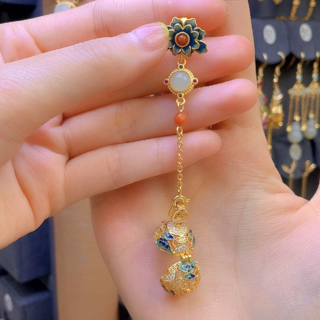 和田玉颈饰银S925镀金镶嵌