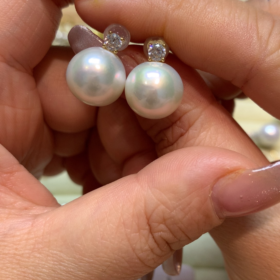 淡水珍珠耳饰银S925镶嵌