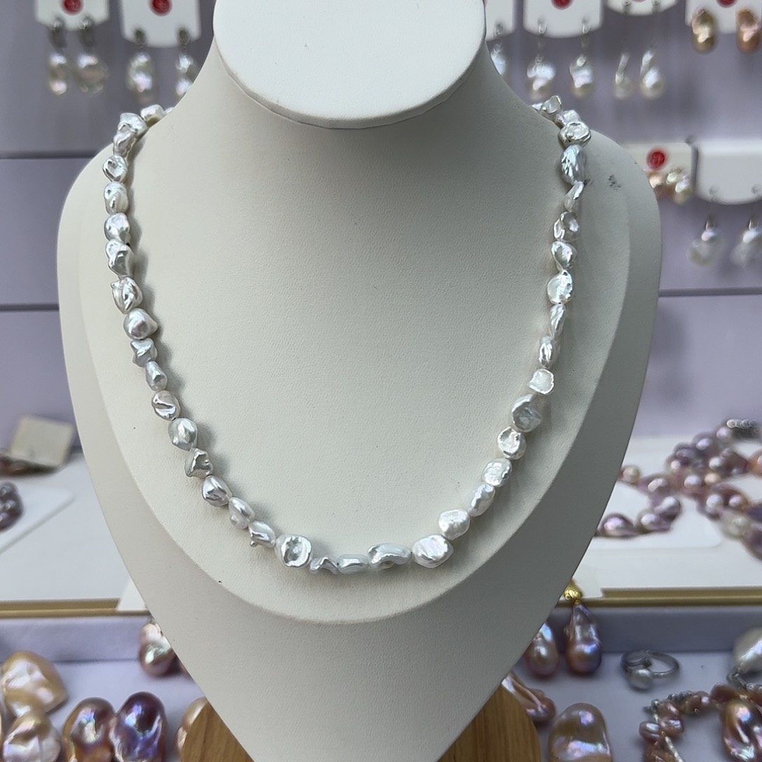 淡水珍珠银S925镶嵌颈饰小*粉