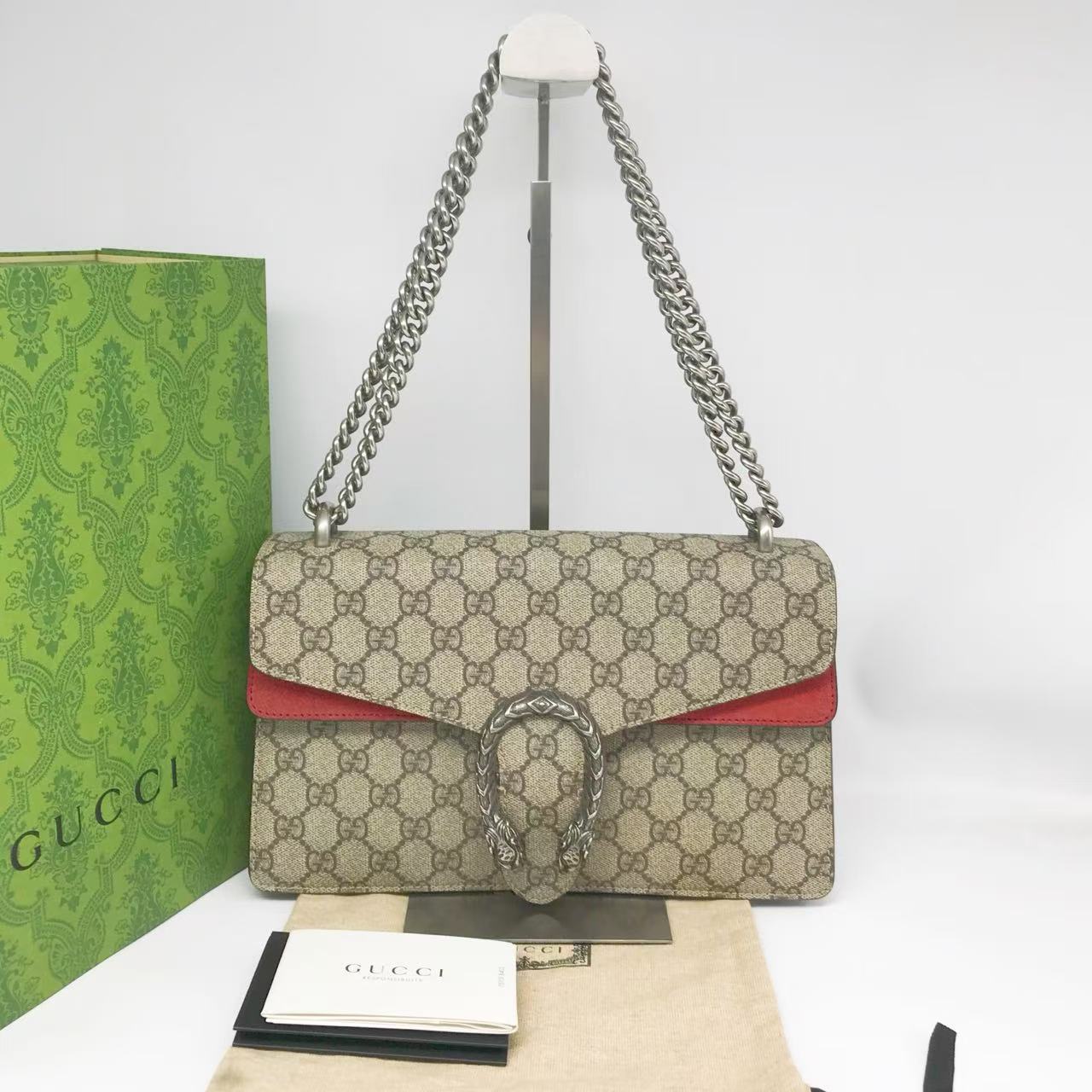 95新 GUCCI/古驰 洋诚二手 古驰拼红酒神中号