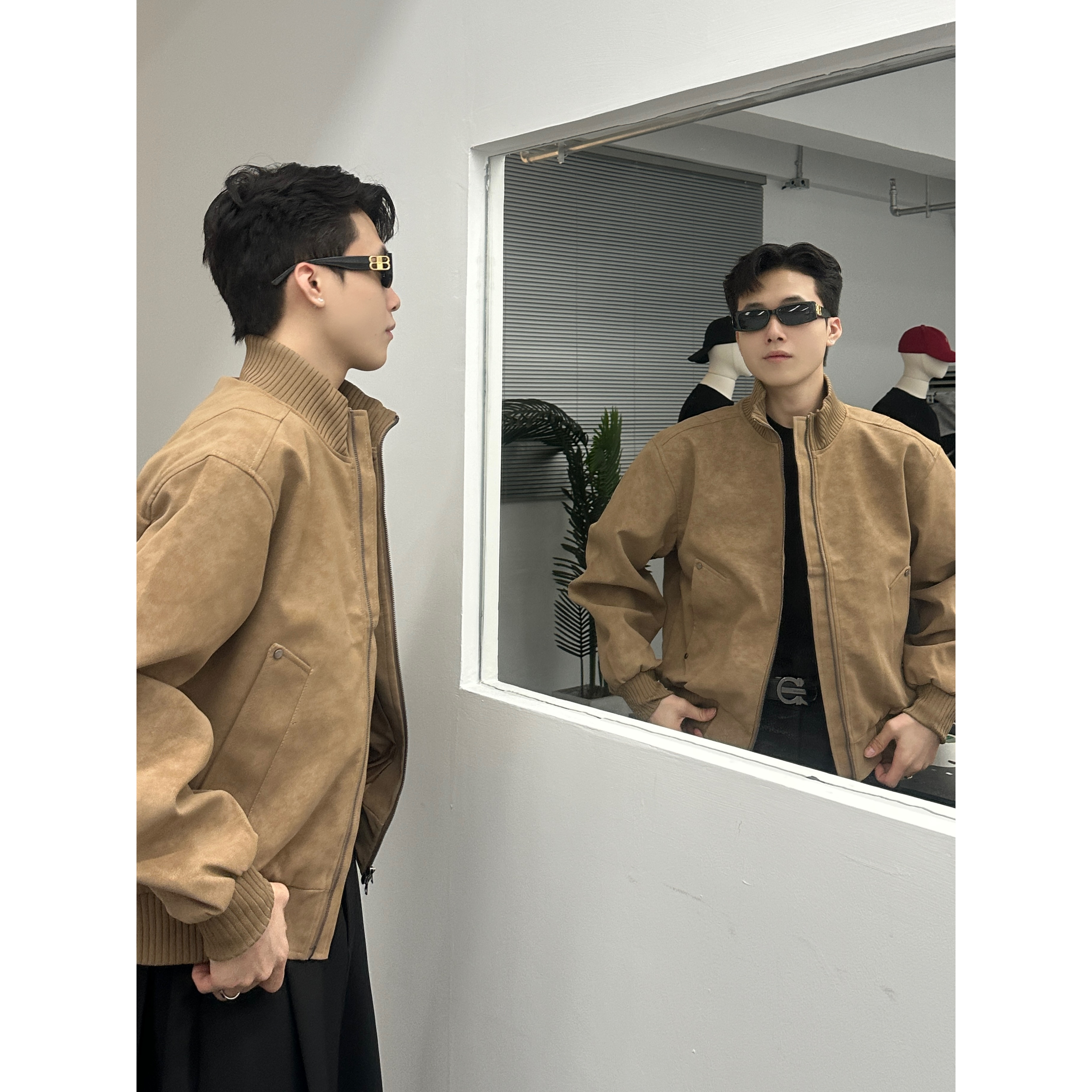 秋季时尚休闲男生复古防水速干夹克男ins立领宽松外套男JK852